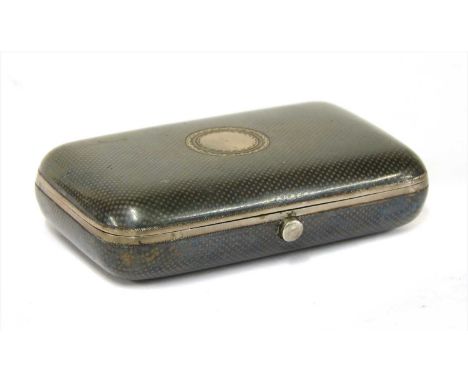 A Russian niello work pocket snuff box, with gilt roundel and interior, stamped 84, 3.5oz, 9cm wide