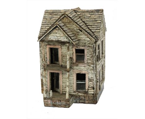 FOLK ART HOUSE, early 20th century, American, a folk art model of a house, with polychrome painted decoration, 81cm high Prov