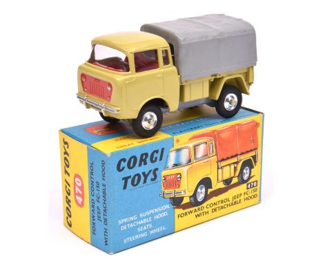 Corgi Toys Forward Control Jeep FC-150 with Detachable Hood (470). Example in light green with red interior and grey rear loa