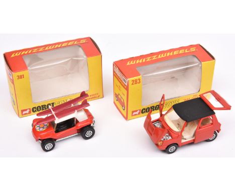 2 Corgi Whizzwheels. DAF City Car (283). In red with black roof and white interior. Plus a G.P. Beach Buggy (381), example in