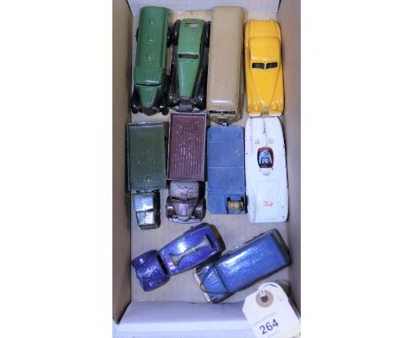 10 Dinky Toys. 25 series Petrol Tank Wagon, Rover 36d, Mechanical Horse with Trailer, Loud Speaker Van, Austin Wagon, Luxury 