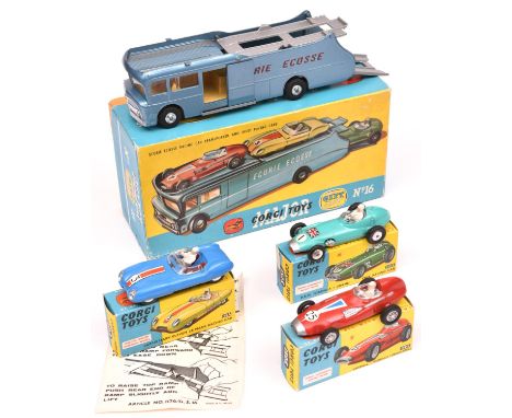 A scarce Corgi Major Toys Gift Set No.16 Ecurie Ecosse Car Transporter &amp; Three Racing Cars. The harder to find set with a