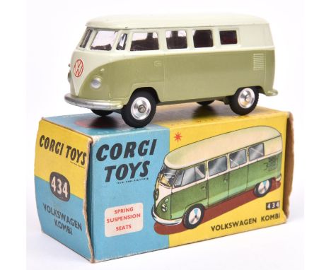 Corgi Toys Volkswagen Kombi (434). In two tone light green and metallic green with red interior, dished spun wheels with blac