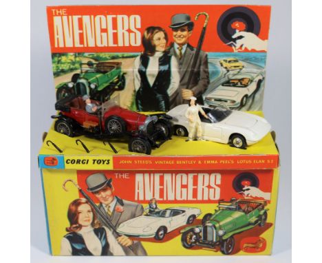 A Corgi Toys Gift Set 40 The Avengers. Comprising vintage Bentley and Lotus Elan with both plastic figures John Steed and Emm