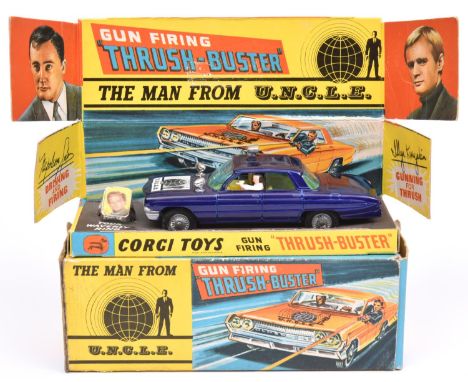 Corgi Toys The Man From U.N.C.L.E. Gun Firing Thrush Buster (497). Example in metallic blue with plastic wing lights. Action 