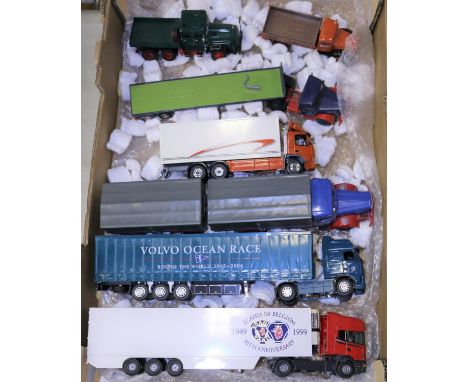 7 various trucks/articulated trucks by Minichamps, Motorart, NZG kit built etc. A Kaelble Diesel 300PS heavy duty/load truck 