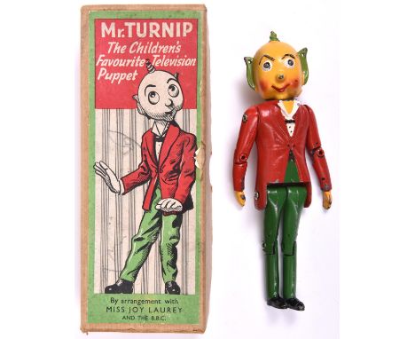 A Luntoy BBC Mr. Turnip diecast puppet. 'The Children's Favourite Television Puppet' Articulated painted cast metal figure (m