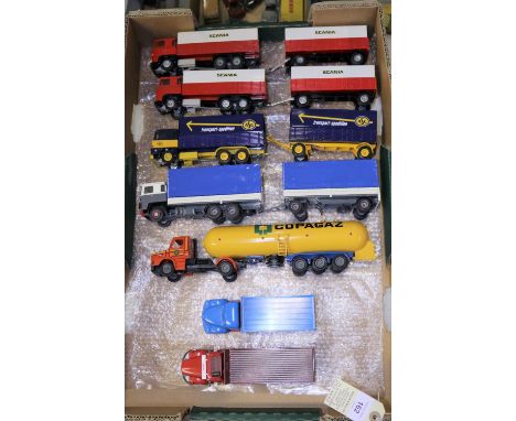 7 Tekno, FMI Truck Modelbouw Utrecht, Truck Brazilian Tekno style Appra etc trucks. 2x Scania 110 rigid open trucks with tilt