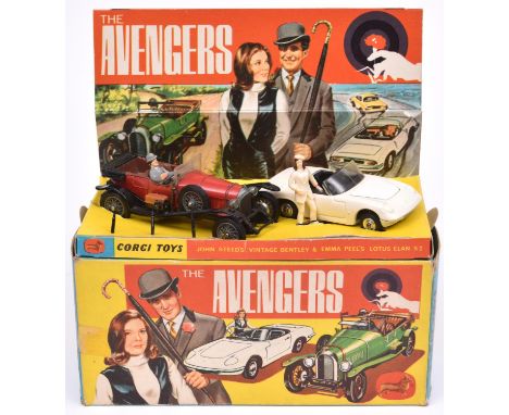 A Corgi Toys Gift Set 40 The Avengers. Comprising vintage Bentley and Lotus Elan with both plastic figures John Steed and Emm