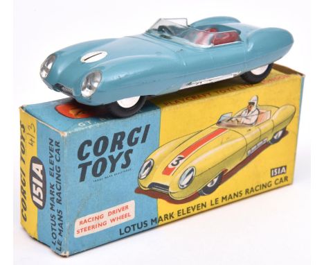 Corgi Toys Lotus Mark Eleven Le Mans Racing Car (151). An early example in blue with red seats, RN1. In an associated later s