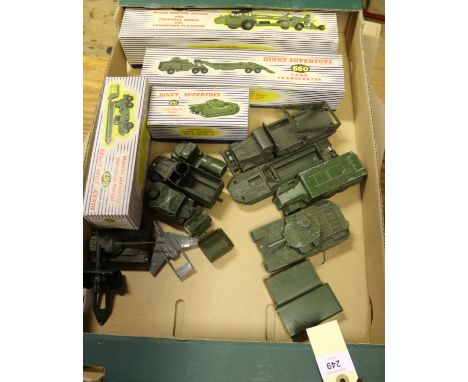 14x British and French Dinky Toys Military vehicles. Including boxed items; Missile Erector Vehicle with Corporal Missile and