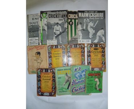A collection of vintage cricketing almanacs from the 1950s, together with a few other cricketing annuals of the early 1950s p