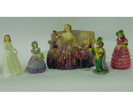 A Royal Doulton figure group of Sweet and Twenty HN1549 together with further Royal Doulton figure of Joy HN3875, a Royal Dou