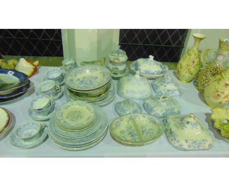 A quantity of 19th century Asiatic Pheasant pattern dinner wares comprising a square shaped tureen and cover, further tureen 