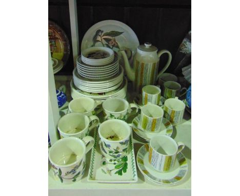 A collection of Portmeirion Bontaic Garden pattern wares comprising five cups, six saucers, twelve plates (two sizes), a rect