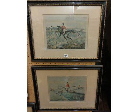 A set of five early 19th century coloured engravings after Henry Alken of hunting scenes including Going Down, Going Over, Fl