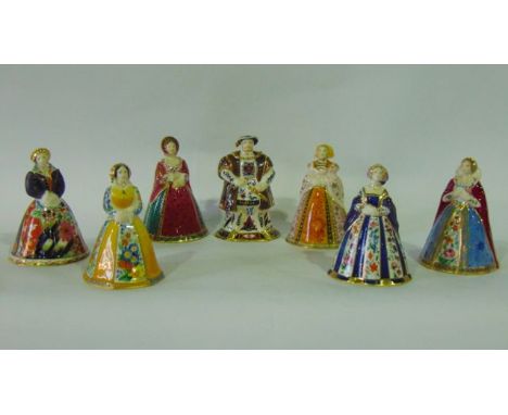 A collection of Royal Worcester Connoisseur Collection candle snuffers in the form of King Henry VIII and his six wives