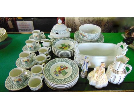 A quantity of Villeroy & Boch Basket pattern dinner and tea wares comprising a tureen and cover, a circular serving dish, eig