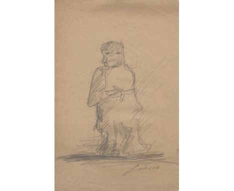 Artist: José Luis Cuevas (Mexican, 1931-2017). Title: "Boceto #12". Medium: Pencil drawing on paper. Date: Composed c1960. Di