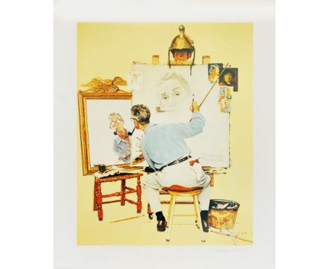 Artist: Norman Rockwell (American, 1894 - 1978). Title: "Triple Self-Portrait [large format]". Medium: Color offset lithograp