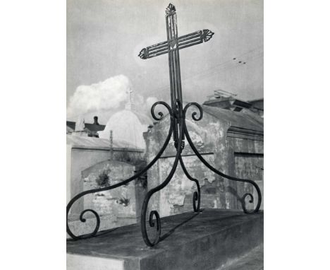 Artist: Clarence John Laughlin (American, 1905-1985). Title: "Cross on Curlicues". Medium: Original vintage photogravure. Dat