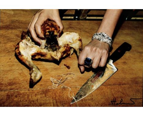 Artist: Helmut Newton (German/Australian, 1920-2004). Title: "Roast Chicken and Bulgari Jewels [French Vogue, Paris]". Medium