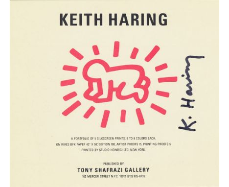 Artist: Keith Haring (American, 1958 - 1990). Title: "Fertility Suite: Radiant Baby "text card"". Medium: Original offset lit