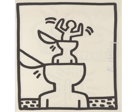 Artist: Keith Haring (American, 1958 - 1990). Title: "Cup Heads". Medium: Original vintage lithograph. Date: Composed 1982. P