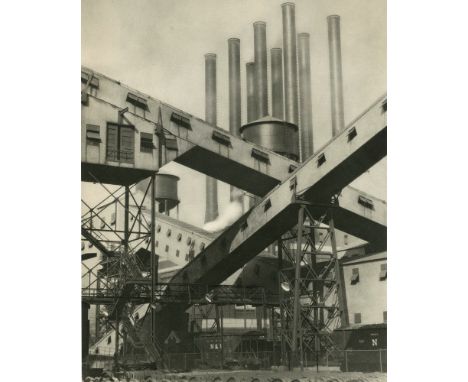 Artist: Charles Sheeler (American, 1883-1965). Title: "Ford Plant, River Rouge, Criss-Crossed Conveyors". Medium: Original vi