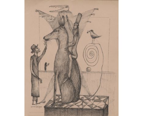 Artist: Leonora Carrington (British/Mexican, 1917-2011). Title: "Sin titulo #1". Medium: Pen and ink drawing on paper. Date: 