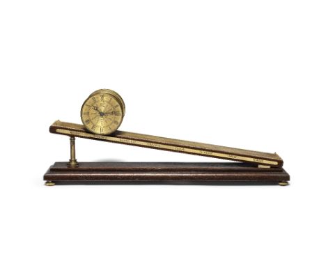 A good late 20th century brass and wood eight-day inclined plane timepiece with day-of-the-week indicationE. Dent &amp; Co. L