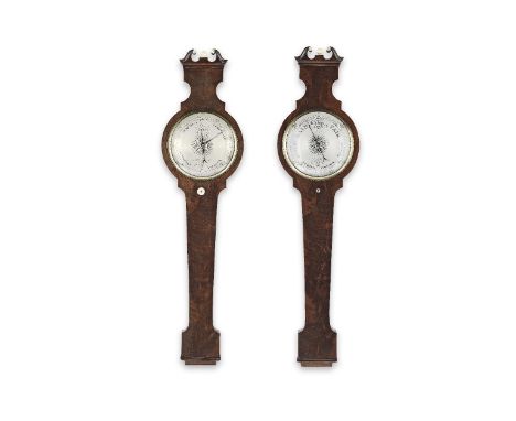 A very rare late 18th century figured mahogany inverted wheel barometer and matching thermometerJoshua Long, 20, Little Tower