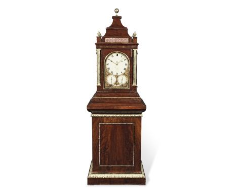An exceptional early 19th century brass-mounted and inlaid mahogany quarter-striking organ clock playing ten tunes on 34 pipe