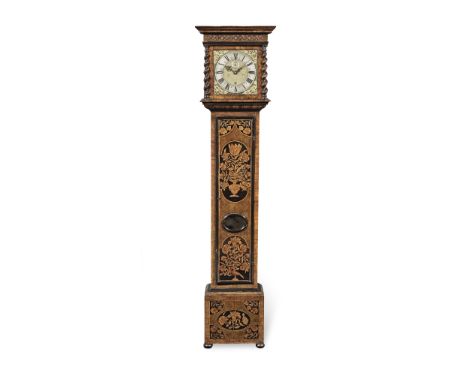 A good, small walnut marquetry inlaid longcase clock with 10.25-inch dial and bolt-and-shutter maintaining powerCharles Grett