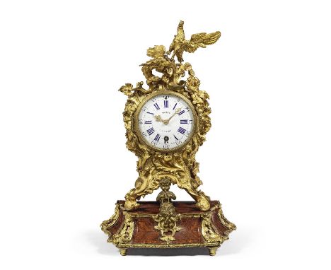 A rare mid 18th century French ormolu quarter repeating timepiece, the case marked with the Crowned C poinçon of 1745-49Moisy