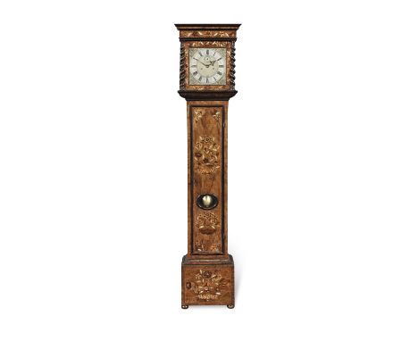 A late 17th century walnut longcase clock with 10 inch dial, bolt-and-shutter maintaining power and green-stained inlayRobert