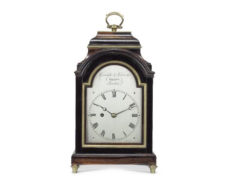 A fine early 19th century brass-bound ebony mantel timepieceGrimalde and Johnson, Strand, LondonThe case surmounted by a cast