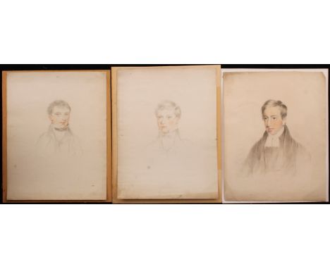 English School (early 20th century) Portrait of a Young Barrister unsigned, mixed media, 29.5cm x 23cm; two others similar (3