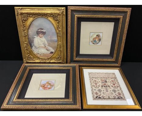 William Russell Flint, after, a pair, Cecilia and Countess Dubarry, Millais Little Speedwells Darling,  sampler print (4)