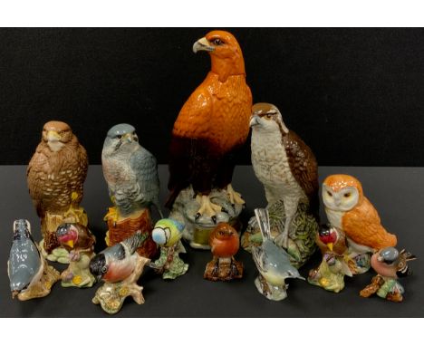 A Beswick Beneagles Golden Eagle Whisky flask decanter, others Osprey, Buzzard , Peregrine Falcon, all sealed with contents, 
