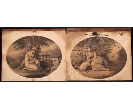 After William Hamilton (1751-1801), a pair of lithograph prints, The Shepherdess and Sylvia and her Sheep, 15cm x 20cm, label