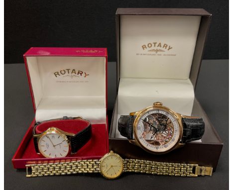 Rotary Watches - Skeleton wristwatch, GS02522/01(14416) PLO:008440, manual wind mechanical movement, exhibition rose gold sta