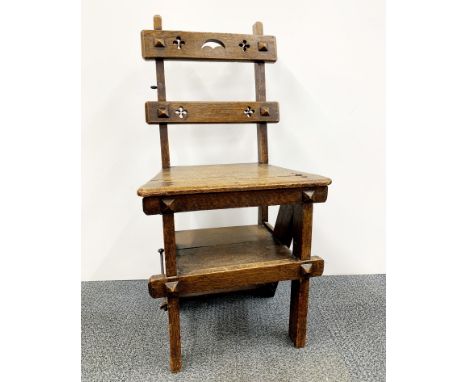 A 19thC metamorphic library step chair.