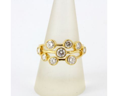 A 925 silver gilt bubble design moissanite set ring, (R).