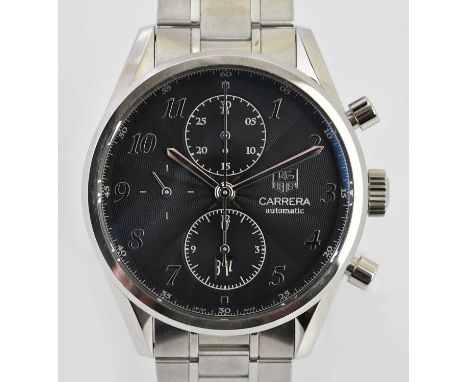 Standard VAT TAG HEUER; a gentleman's stainless steel Carrera automatic wristwatch, with date aperture and twin subsidiary di