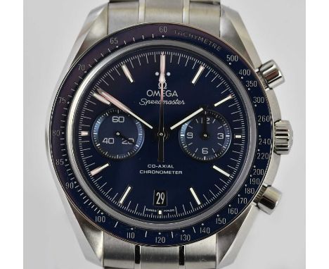 Standard VAT OMEGA; a gentleman's titanium Speedmaster Co-Axial wristwatch, with date aperture and twin subsidiary dials to t