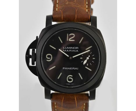 Standard VAT PANERAI; a gentleman's Luminor Marina wristwatch, left-handed, limited edition numbered 518/1000, with subsidiar