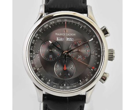 Standard VAT MAURICE LACROIX; a gentleman's stainless steel wristwatch, with three subsidiary dials and day/date to the main 