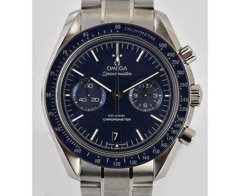 Standard VAT OMEGA; a gentleman's titanium Speedmaster Co-Axial wristwatch, with date aperture and twin subsidiary dials to t