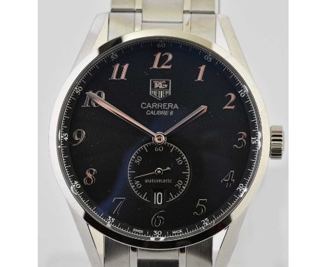 Standard VAT TAG HEUER; a gentleman's stainless steel Carrera Calibre 6 automatic wristwatch, with date aperture and seconds 